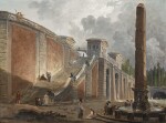 HUBERT ROBERT | Capriccio of a monumental staircase and fountain in the grounds of a villa