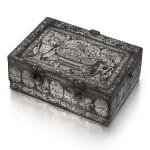 A FINE BIDRI SILVER-INLAID SPICE OR PANDAN BOX, INDIA, DECCAN, 18TH CENTURY