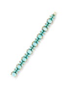 Bracelet turquoises, émeraudes et diamants | Turquoise, emerald and diamond bracelet