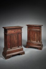 Matched pair of Italian Renaissance carved walnut one-door credenzas Late 16th Century and later 