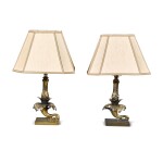 A pair of gilt-brass table lamps, 19th century