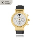 Da Vinci, Ref. IW375001  Yellow gold perpetual calendar chronograph wristwatch with moon phases and year indication  Circa 1993