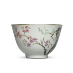 A famille-rose 'prunus and bamboo' cup Shen de Tang mark, Daoguang period | 清道光 粉彩梅花紋小杯 《慎德堂製》款