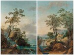 A Landscape with an architectural capriccio of Tivoli; A Landscape with falls and a bridge