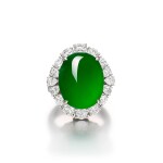 'Imperial Jade' Jadeite and Diamond Ring | 天然「帝王綠」翡翠 配 鑽石戒指