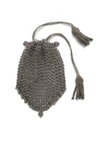 A silver chainmail drawstring purse, early 19th century