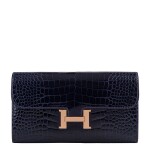 Hermès Bluemarine Alligator Constance Long Clutch Wallet Rose Gold Hardware