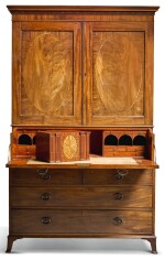  A GEORGE III MAHOGANY SECRETAIRE PRESS CUPBOARD, CIRCA 1790, ATTRIBUTED TO GILLOWS