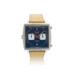 HEUER | REFERENCE 1133 MONACO A STAINLESS STEEL RECTANGULAR CHRONOGRAPH WRISTWATCH WITH DATE, CIRCA 1970