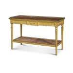 A Neoclassical Style Brass-Mounted Giltwood Console Table
