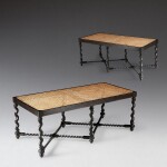 A pair of Louis XIII-style ebony caned benches, circa 2000 | Paire de banquettes cannées en ébène, dans le goût Louis XIII, vers 2000