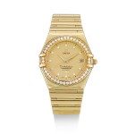 OMEGA  |  CONSTELLATION,  A YELLOW GOLD AND DIAMOND-SET BRACELET WATCH WITH DATE, CIRCA 1995