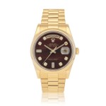Day-Date, Ref. 118208  Yellow gold, diamond-set wristwatch with Bull's eye dial, day, date and bracelet   Circa 2001