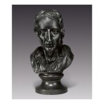 A WEDGWOOD AND BENTLEY VERY LARGE BLACK BASALT BUST OF ROBERT BOYLE LATE 18TH CENTURY 