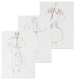 Three original sketches for fashion, early 80's | Trois croquis de mode originaux, début des années 1980