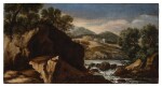 Landscape with River Rapids and Mountains