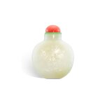 An imperial Mughal-style white jade 'floral' snuff bottle, Seal mark and period of Qianlong 清乾隆 御製白玉痕都斯坦式花卉紋鼻煙壺  《乾隆年製》款