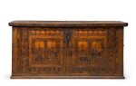 An Anglo-German oak, inlaid and parquetry 'Nonsuch' chest, possibly Southwark, 17th century
