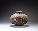 A painted pottery 'cocoon' jar, Han dynasty | 漢 彩繪繭形陶壺