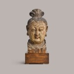 A polychrome wood head of an attendant Yuan dynasty | 元 彩繪木胎神仙頭像