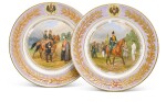 Two porcelain military plates, Imperial Porcelain Factory, St Petersburg, period of Alexander II, 1875