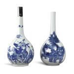 Two blue and white bottle vases, Qing dynasty, 18th - 19th century | 清十八至十九世紀 青花長頸瓶一組兩件