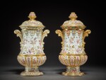A Very Rare Assembled Pair of Meissen Hausmaler Vases and Covers Decorated in the Aufenwerth Workshop, Circa 1725-30