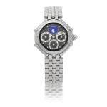 GERALD GENTA | SUCCESS, REF G.3374.7  STAINLESS STEEL LAPIS LAZULI AND MOTHER-OF-PEARL PERPETUAL CALENDAR WRISTWATCH WITH LEAP-YEAR INDICATION AND MOON PHASES  CIRCA 2000
