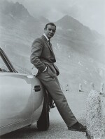 Sean Connery with Aston Martin DB5 During the Filming of 'Goldfinger', Furka Pass (vertical)