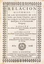 Relacion historial de la Missiones de los indios... del Paraguay. 1726. In-4, maroquin de Rousselle. Ed° or.