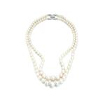 Elegant natural pearl and diamond necklace
