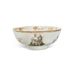 A Rare Chinese Export 'European Subject' Punch Bowl, Qing Dynasty, Qianlong Period