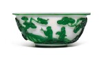 A GREEN OVERLAY WHITE GLASS 'FIGURAL' BOWL, QING DYNASTY, 19TH CENTURY