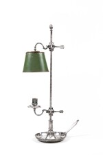 A silver plated bouillotte lamp with a single-light, circa 1900