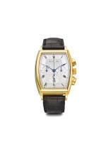 BREGUET | HERITAGE REF 5460 A YELLOW GOLD AUTOMATIC TONNEAU FORM CHRONOGRAPH WRISTWATCH WITH REGISTERS AND DATE CIRCA 2000