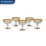 Six Saint Louis thistle-pattern pedestal bowls, modern