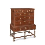 Very Rare William and Mary Line-and-Berry Inlaid Walnut High Chest of Drawers, Chester County or Delaware River Valley, Pennsylvania, Circa 1735