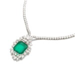 Piccini, diamond and emerald pendant necklace (Piccini, Collana con pendente in diamanti e smeraldo)