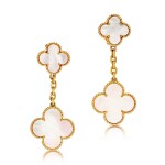 'Magic Alhambra' Pair of Mother-of-Pearl Pendent Ear Clips | 梵克雅寶 | 'Magic Alhambra' 貝母耳夾一對