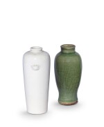 A Longquan celadon vase and a Blanc-de-Chine vase, Ming dynasty and Qing dynasty | 明 龍泉窰青釉小瓶 及 清 德化窰白瓷小瓶