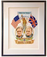 [Winston Churchill and Franklin Roosevelt] — Glen Osborn, artist | "United for Victory", Vintage WPA poster, ca. 1942