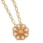 COLLIER/BROCHE CORAIL ET DIAMANTS, VERS 1970 | CORAL AND DIAMOND BROOCH/NECKLACE, 1970S