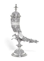 An Austrian silver drinking horn/horse racing trophy and cover, Court Jeweller H.A.Granichstädten, Vienna, circa 1870