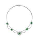 Jadeite and Diamond Necklace | 天然翡翠 配 鑽石 項鏈