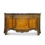 A Louis XVI style gilt-metal mounted marquetry and parquetry commode, late 19th century, after the model by J.H. Riesener