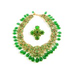 Frances Patiky Stein's Collection: One green Gripoix Necklace and One matching Brooch, Circa 1970