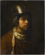 A tronie of a young man wearing a helmet