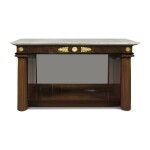 AN EMPIRE STYLE GILT BRONZE-MOUNTED MAHOGANY CONSOLE TABLE