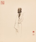 張大千　持梅仕女 | Zhang Daqian, Lady with plum blossom