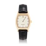 Reference 3969, A limited edition pink gold tonneau shaped jump hour wristwatch, Made to Commemorate the 150th Anniversary of Patek Philippe, Made in 1989 